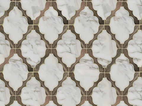  无缝现代白色大理石石材几何拼接拼花图案瓷砖地砖墙砖 
