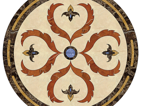  圆形免扣大理石材拼花图案纹理 