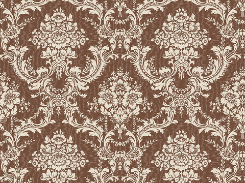  无缝棕色欧式法式古典花纹壁纸壁布墙布 