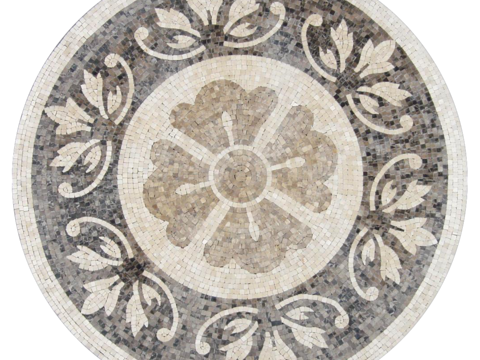  免扣圆形石材马赛克拼花地砖人行道路地面广场铺贴 