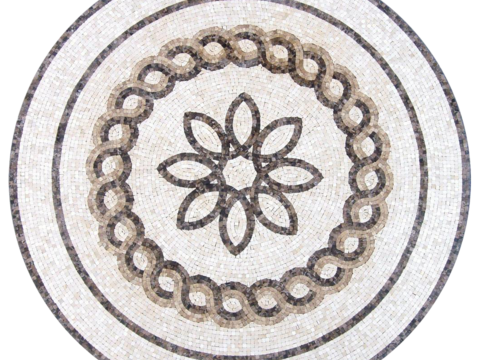  免扣圆形石材马赛克拼花地砖人行道路地面广场铺贴 