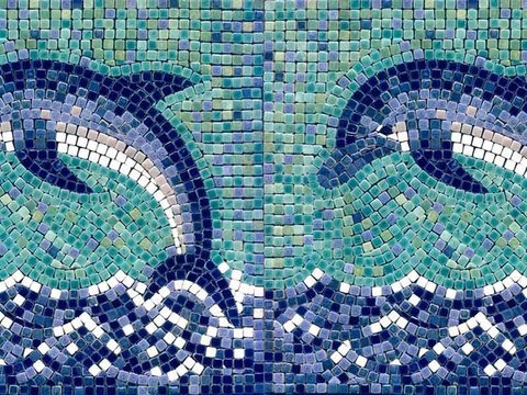  无缝浴室泳池蓝色马赛克瓷砖石材方格子砖拼花地砖墙砖瓷砖 