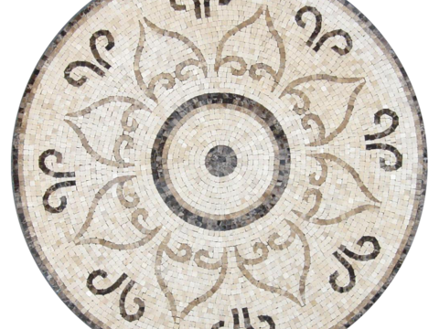  免扣圆形石材马赛克拼花地砖人行道路地面广场铺贴 