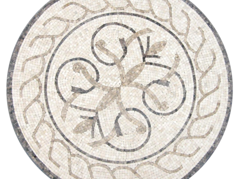  免扣圆形石材马赛克拼花地砖人行道路地面广场铺贴 