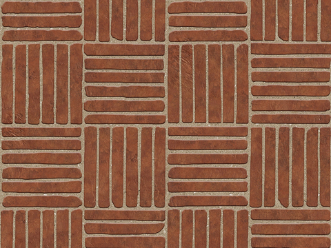  无缝陶瓦拼花地砖人行道路地面广场铺贴 