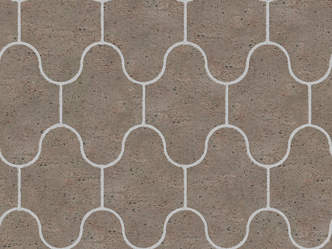  无缝水泥拼花地砖人行道路地面广场铺贴 