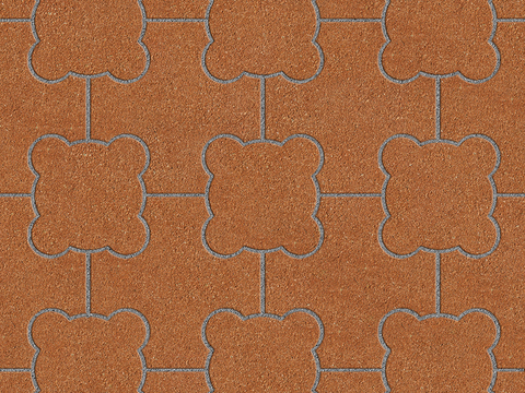  无缝陶瓦几何拼花地砖人行道路地面广场铺贴 