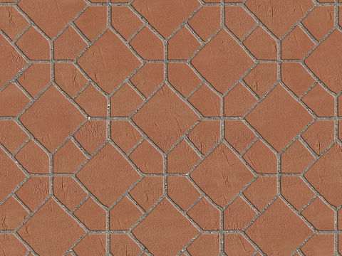  无缝陶瓦几何拼花地砖人行道路地面广场铺贴 