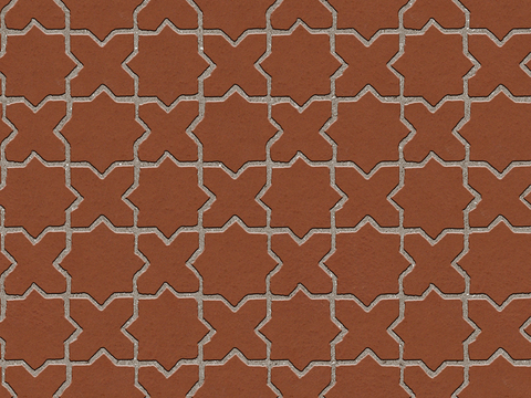  无缝陶瓦几何拼花地砖人行道路地面广场铺贴 