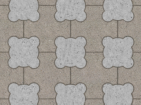  无缝水泥拼花地砖人行道路地面广场铺贴 