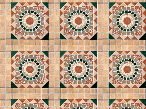  无缝石材马赛克拼花地砖人行道路地面广场铺贴 