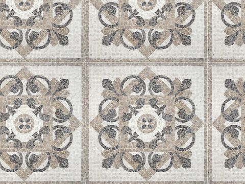  无缝石材马赛克拼花地砖人行道路地面广场铺贴 