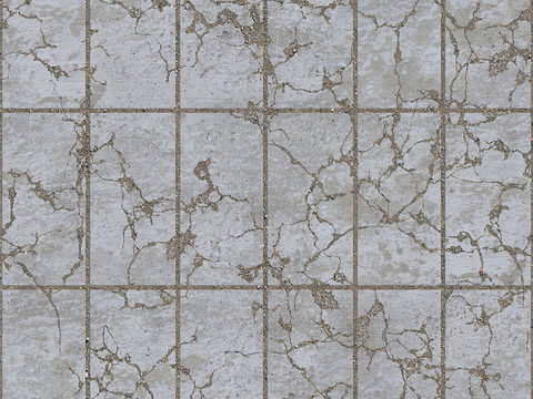  无缝破损水泥拼花地砖人行道路地面广场铺贴 