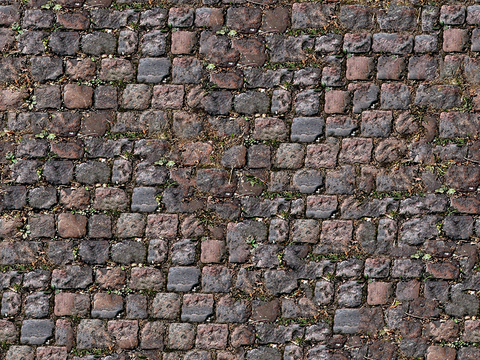  无缝灰色做旧方形拼花地砖人行道路地面街道广场铺贴 