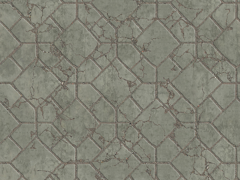  无缝破损水泥拼花地砖人行道路地面广场铺贴 