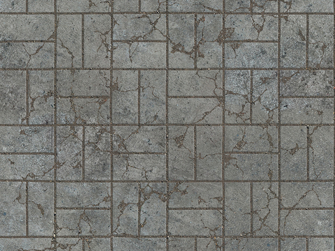  无缝破损水泥拼花地砖人行道路地面广场铺贴 