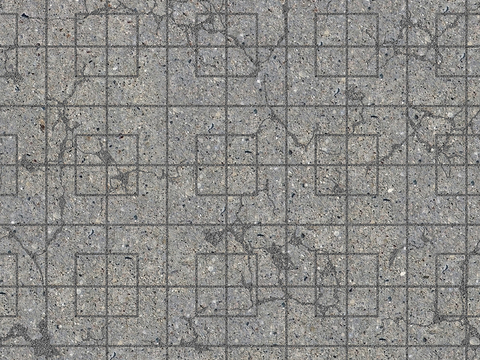  无缝破损水泥拼花地砖人行道路地面广场铺贴 