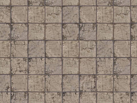  无缝破损水泥拼花地砖人行道路地面广场铺贴 