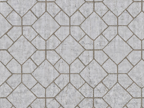  无缝浅灰色水泥拼花地砖人行道路地面广场铺贴 