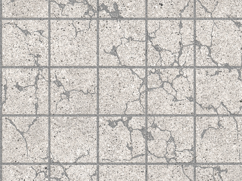  无缝灰白色破损水泥拼花地砖人行道路地面广场铺贴 