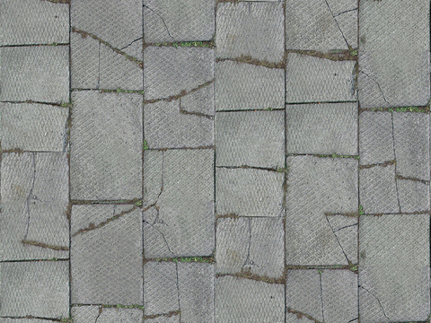  无缝破损水泥拼花地砖人行道路地面广场铺贴 