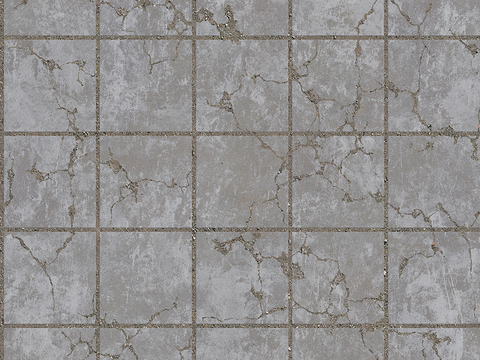  无缝破损水泥拼花地砖人行道路地面广场铺贴 