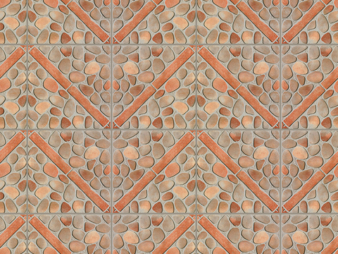  无缝花岗岩石材几何拼花地砖人行道路地面广场铺贴 