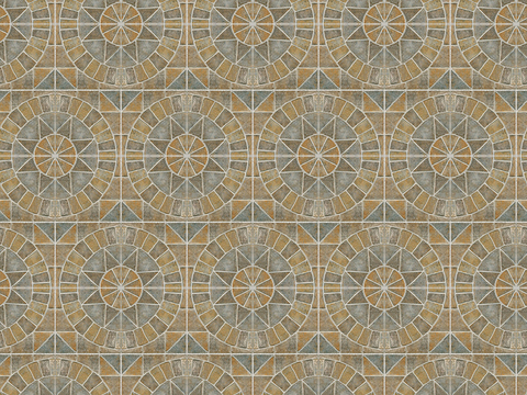  无缝花岗岩石材几何拼花地砖人行道路地面广场铺贴 