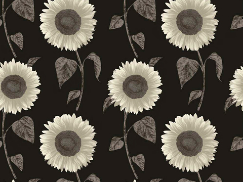  无缝黑色欧式田园风格碎花花纹图案壁纸壁布墙布 