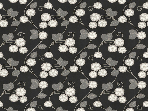  无缝黑色欧式田园风格碎花花纹图案壁纸壁布墙布 