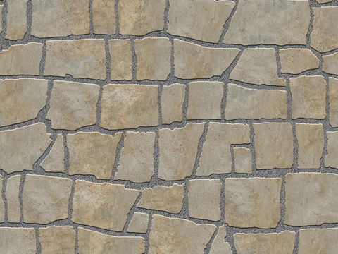  无缝不规则拼花石板地砖人行道路地面广场铺贴 