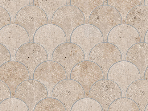  无缝米黄色大理石石材拼花地砖人行道路地面广场铺贴 