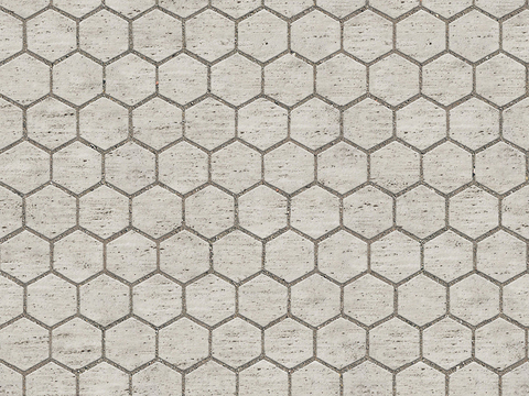  无缝六角形石材拼花地砖人行道路地面广场铺贴 