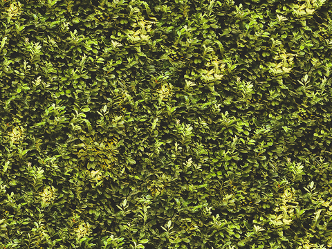  无缝绿色景观草地灌木植物树篱笆墙面 