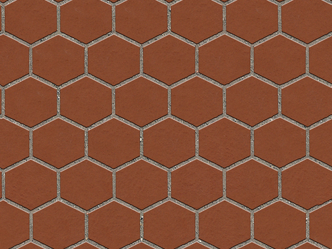  无缝六角形石材拼花地砖人行道路地面广场铺贴 