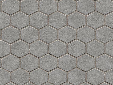  无缝六角形石材拼花地砖人行道路地面广场铺贴 