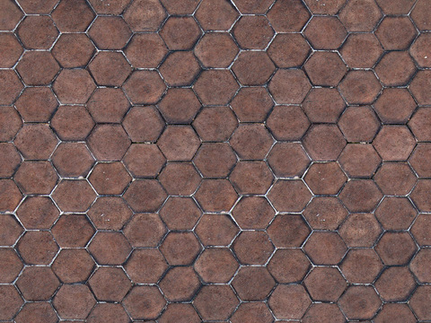  无缝六角形石材拼花地砖人行道路地面广场铺贴 