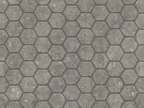  无缝六角形石材拼花地砖人行道路地面广场铺贴 