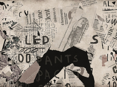  现代做旧涂鸦水泥墙面壁纸墙纸 