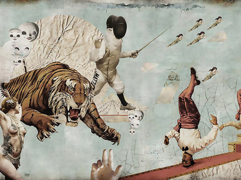  现代做旧涂鸦水泥墙面壁纸墙纸 