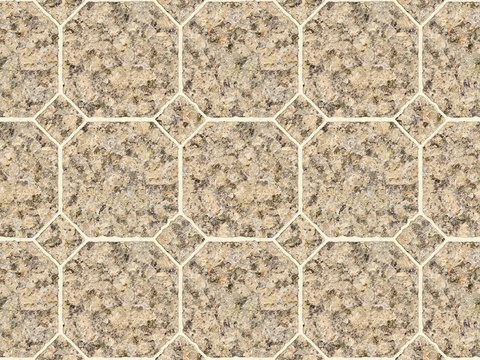  无缝花岗岩石材拼花地砖人行道路地面广场铺贴 