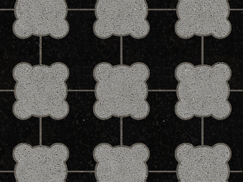  无缝花岗岩石材拼花地砖人行道路地面广场铺贴 