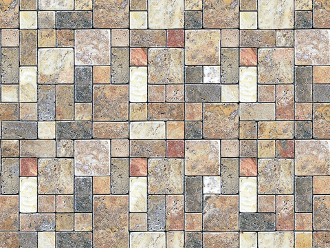  无缝花岗岩石材拼花地砖人行道路地面广场铺贴 