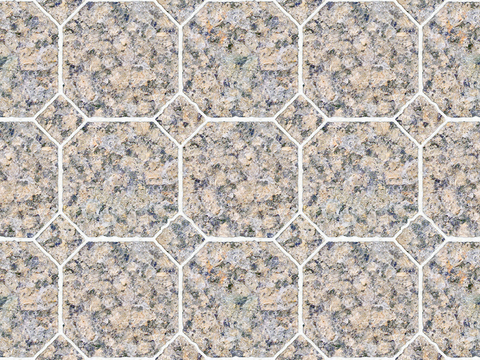  无缝花岗岩石材拼花地砖人行道路地面广场铺贴 