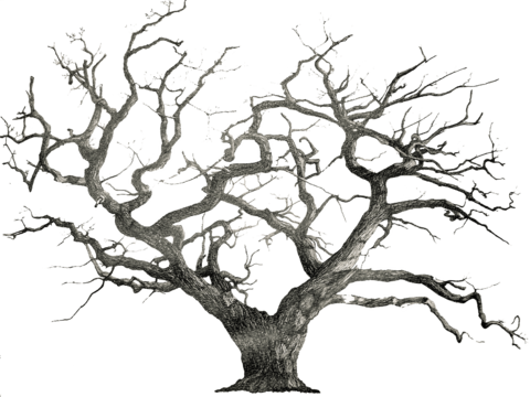  免抠冬季干枯的景观树行道树乔木植物 