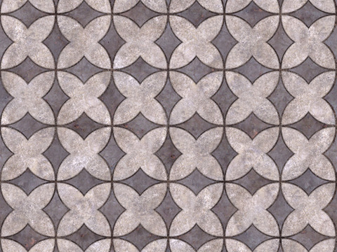  无缝花岗岩石材几何拼花地砖人行道路地面广场砖 