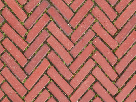  无缝红砖道路地面铺贴 
