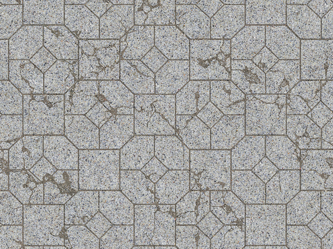  无缝灰色破损水泥拼花地砖人行道路地面广场铺贴 