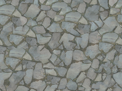  无缝灰色不规则拼花石板地砖人行道路地面广场铺贴 