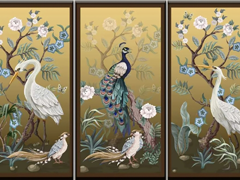  新中式花鸟植物装饰画 